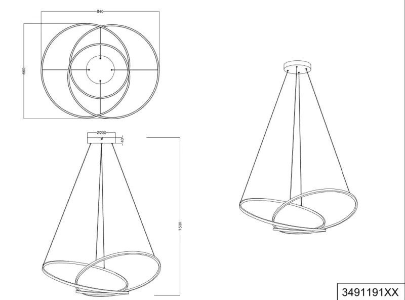 Hanglamp Voltaire Zilver Groot Ø84 cm LED